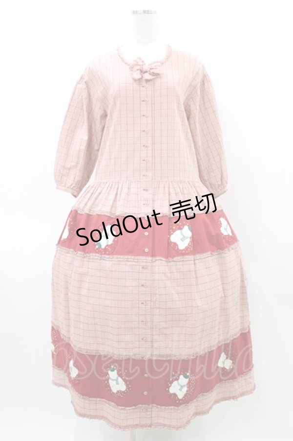 画像1: PINK HOUSE / くまちゃん切替チェックワンピース Free レッド H-26-02-12-1051-LO-OP-NS-ZH (1)