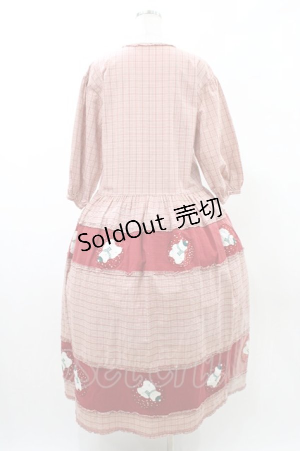 画像2: PINK HOUSE / くまちゃん切替チェックワンピース Free レッド H-26-02-12-1051-LO-OP-NS-ZH (2)
