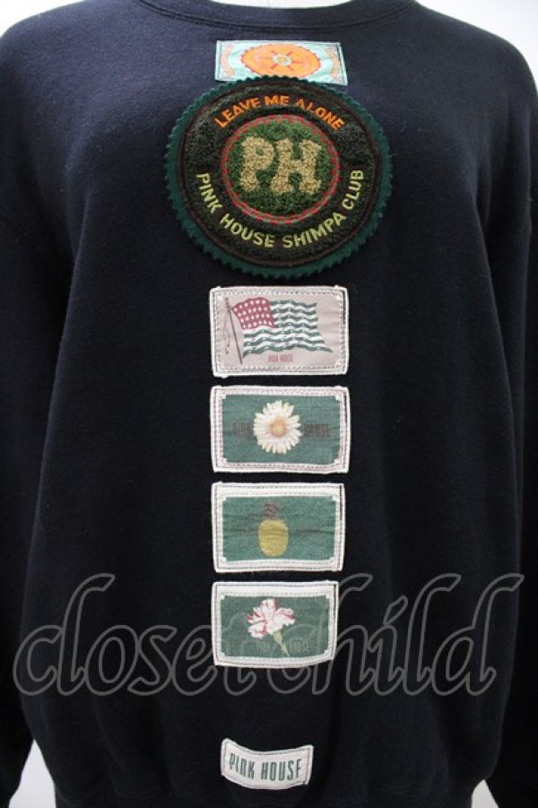 画像3: PINK HOUSE / ロゴワッペントレーナー Free ブラック H-26-02-12-1054-LO-TO-NS-ZH (3)