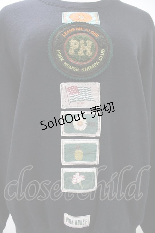 画像3: PINK HOUSE / ロゴワッペントレーナー Free ブラック H-26-02-12-1054-LO-TO-NS-ZH (3)