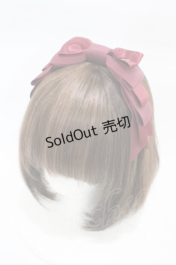 画像1: Innocent World / ダブルリボンアニバーサリーカチューシャ  ボルドー H-26-02-12-1011-IW-AC-NS-ZH (1)