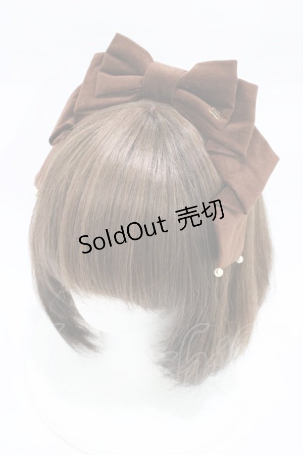 画像1: Innocent World / 別珍パールリボンカチューシャ  ショコラ H-26-02-12-1012-IW-AC-NS-ZH (1)