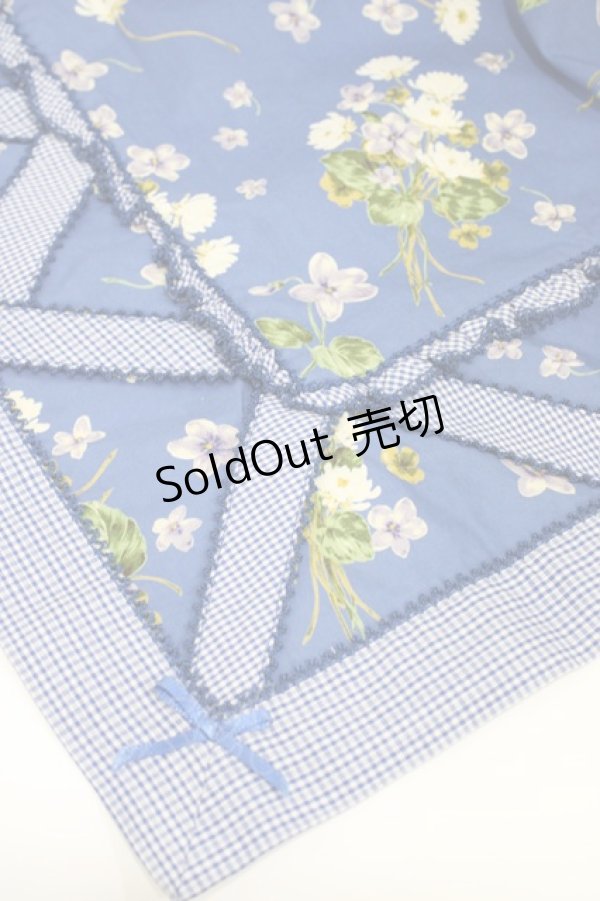 画像2: PINK HOUSE / チェック切替ブーケ柄ストール  ブルー H-26-02-12-1024-LO-ZA-NS-ZH (2)