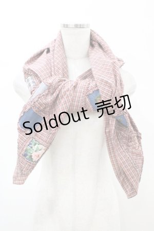画像: PINK HOUSE / バラ刺繍チェックストール  レッド H-26-02-12-1025-LO-ZA-NS-ZH