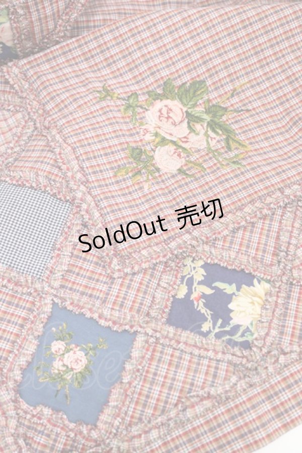 画像2: PINK HOUSE / バラ刺繍チェックストール  レッド H-26-02-12-1025-LO-ZA-NS-ZH (2)