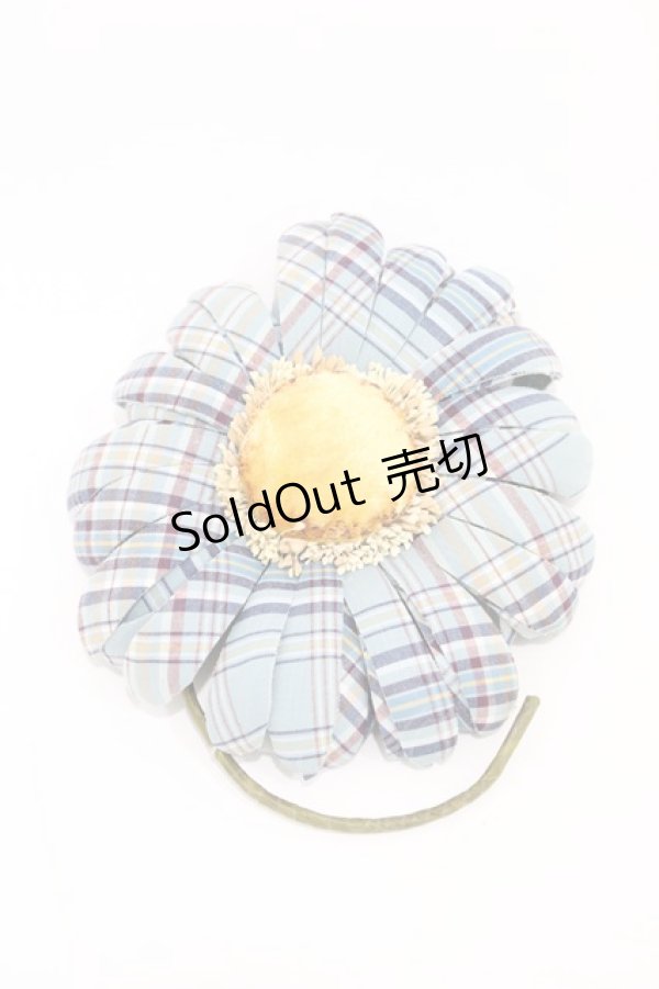 画像1: PINK HOUSE / チェック柄フラワーコサージュ  ブルー H-26-02-12-1029-LO-AC-NS-ZH (1)