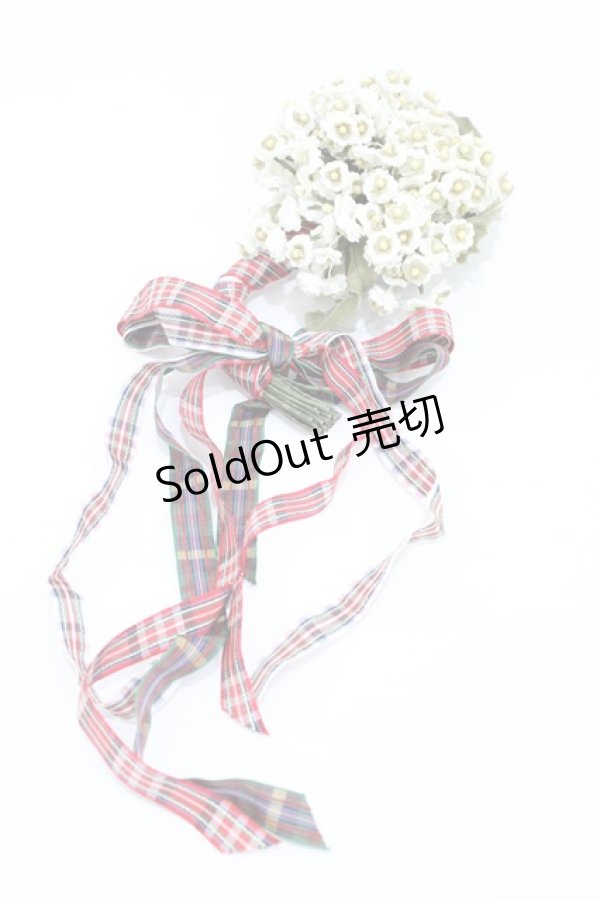 画像1: PINK HOUSE / チェックリボンブーケコサージュ  オフ H-26-02-12-1031-LO-AC-NS-ZH (1)