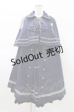 画像: 春 （海外ロリータブランド） / ミリタリージャンパースカート+マント M ネイビー H-26-02-12-1036-0-OP-NS-ZH