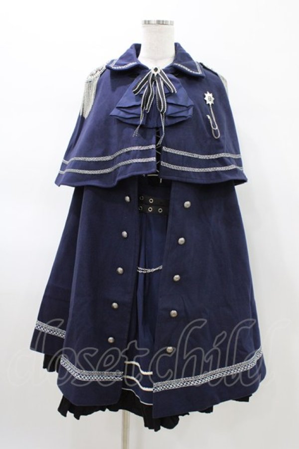 画像1: 春 （海外ロリータブランド） / ミリタリージャンパースカート+マント M ネイビー H-26-02-12-1036-0-OP-NS-ZH (1)