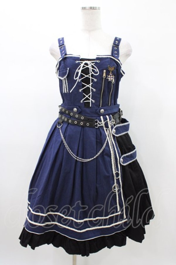 画像3: 春 （海外ロリータブランド） / ミリタリージャンパースカート+マント M ネイビー H-26-02-12-1036-0-OP-NS-ZH (3)