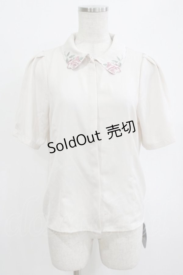 画像1: an another angelus / ローズ絵画タッチ刺繍衿ブラウス Free IVORY×PK H-26-02-12-049-CA-BL-NS-ZH (1)