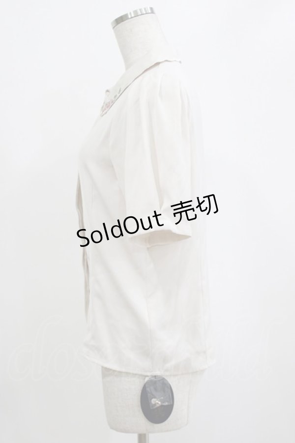 画像2: an another angelus / ローズ絵画タッチ刺繍衿ブラウス Free IVORY×PK H-26-02-12-049-CA-BL-NS-ZH (2)