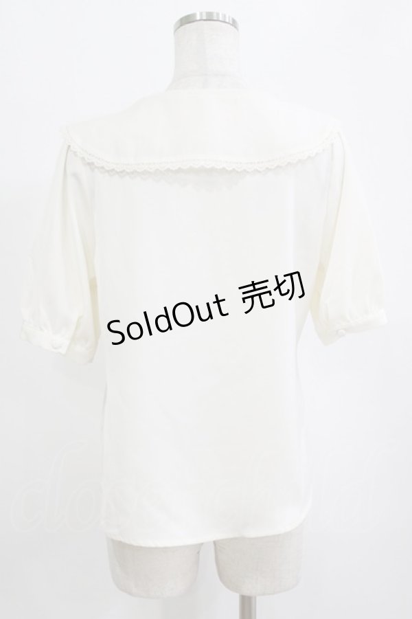 画像3: Fi.n.t / デルフィニウム刺繍ビッグカラーブラウス Free WHITE×BL H-26-02-12-051-CA-BL-NS-ZH (3)