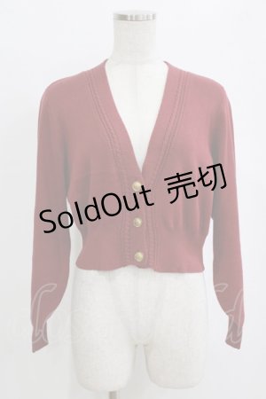 画像: an another angelus / 飾りケーブル衿ぐりコイン釦ニットカーディガン Free BORDEAUX H-26-02-12-054-CA-TO-NS-ZH