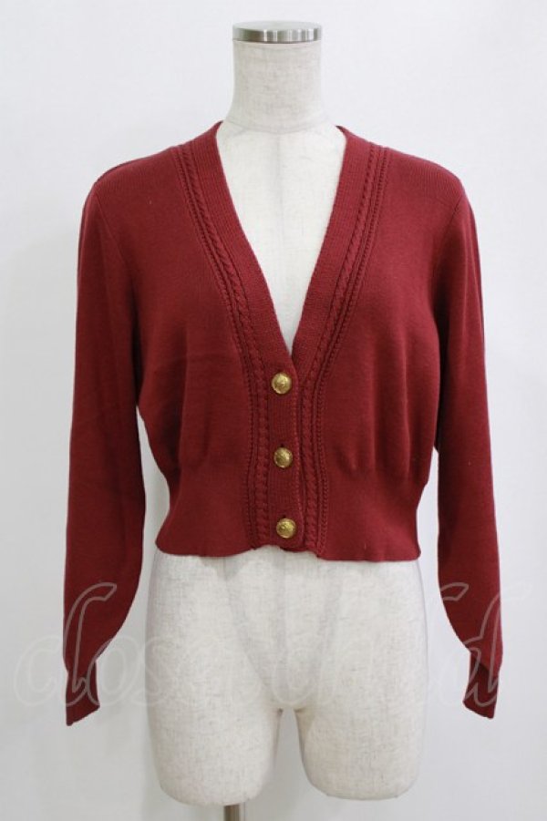 画像1: an another angelus / 飾りケーブル衿ぐりコイン釦ニットカーディガン Free BORDEAUX H-26-02-12-054-CA-TO-NS-ZH (1)