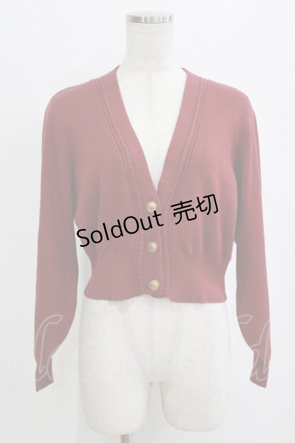 画像1: an another angelus / 飾りケーブル衿ぐりコイン釦ニットカーディガン Free BORDEAUX H-26-02-12-054-CA-TO-NS-ZH (1)