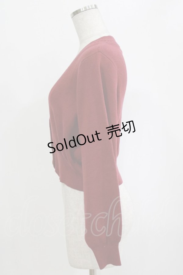 画像2: an another angelus / 飾りケーブル衿ぐりコイン釦ニットカーディガン Free BORDEAUX H-26-02-12-054-CA-TO-NS-ZH (2)