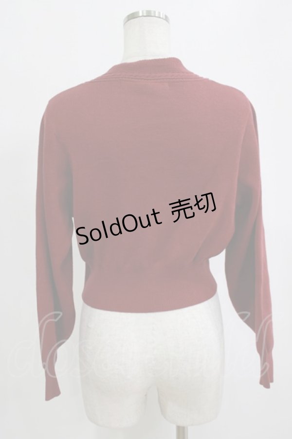 画像3: an another angelus / 飾りケーブル衿ぐりコイン釦ニットカーディガン Free BORDEAUX H-26-02-12-054-CA-TO-NS-ZH (3)