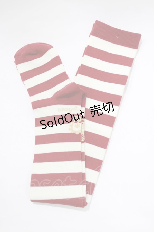 画像1: metamorphose / 王冠ボーダーオーバーニー  ワイン H-26-02-12-063-ME-ZA-NS-ZH (1)