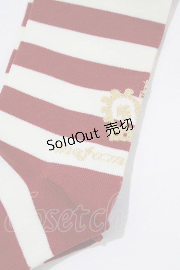 画像2: metamorphose / 王冠ボーダーオーバーニー  ワイン H-26-02-12-063-ME-ZA-NS-ZH (2)