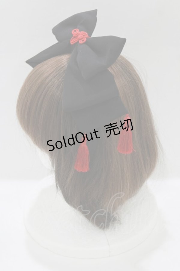 画像2: metamorphose / 無地タッセル付きリボンカチューシャ  ブラック H-26-02-12-068-ME-AC-NS-ZH (2)