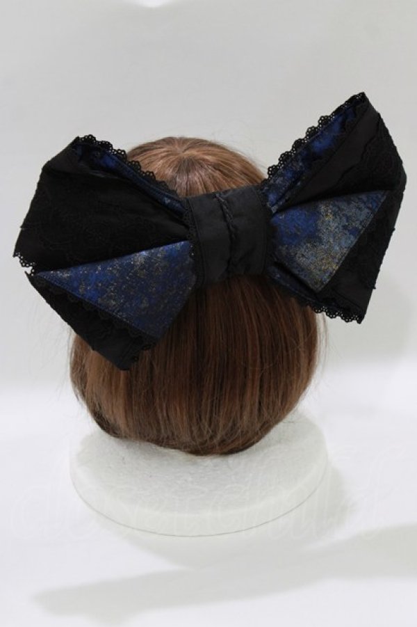 画像1: Hoshibako Works / 月影の待ちびと リボンクリップ  ネイビー H-26-02-12-070-LO-ZA-NS-ZH (1)