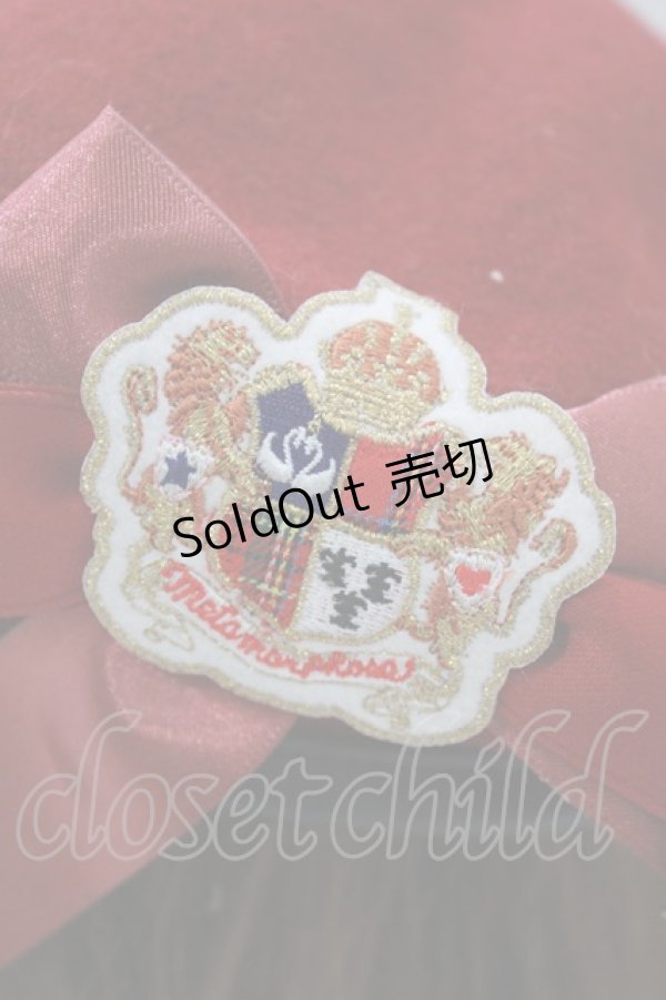 画像2: metamorphose / エンブレムワッペン付ベレー  ワイン H-26-02-12-072-ME-AC-NS-ZH (2)