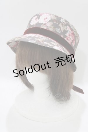 画像: LOLITAその他 / 帽子屋メア/ボンネット風クロッシェハット「追憶の花園」  チャコール H-26-02-12-074-LO-AC-NS-ZH