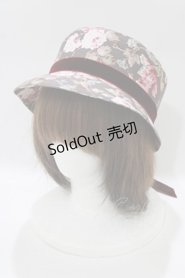 画像1: LOLITAその他 / 帽子屋メア/ボンネット風クロッシェハット「追憶の花園」  チャコール H-26-02-12-074-LO-AC-NS-ZH (1)