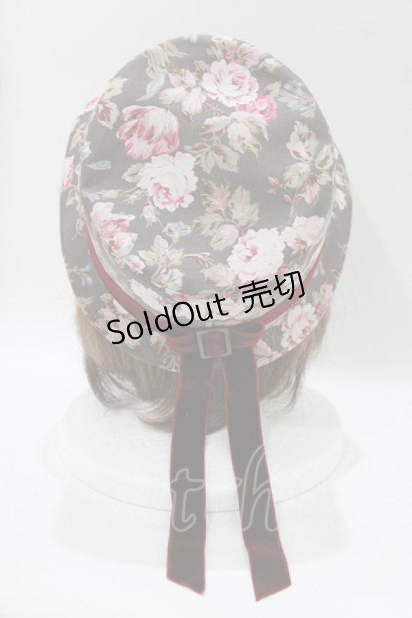画像2: LOLITAその他 / 帽子屋メア/ボンネット風クロッシェハット「追憶の花園」  チャコール H-26-02-12-074-LO-AC-NS-ZH (2)