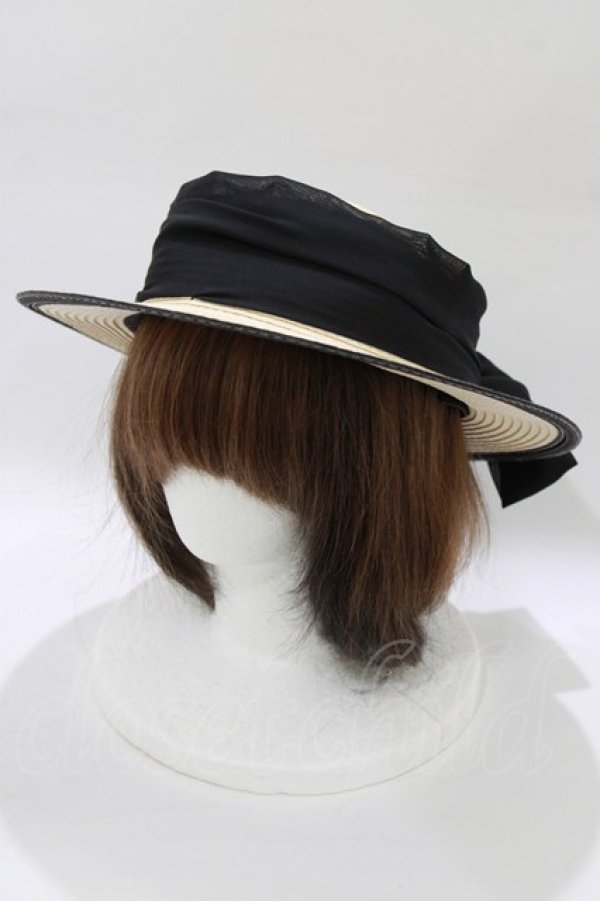 画像1: an another angelus / 配色ブリムバックリボンキャノチェ  BLACK H-26-02-12-075-CA-AC-NS-ZH (1)