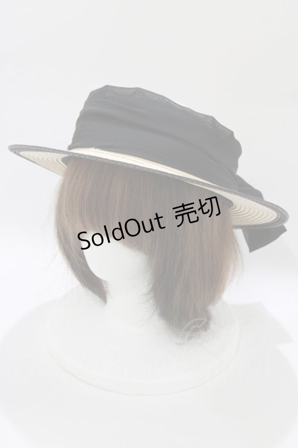 画像1: an another angelus / 配色ブリムバックリボンキャノチェ  BLACK H-26-02-12-075-CA-AC-NS-ZH (1)