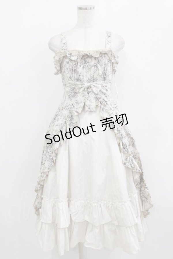 画像1: Victorian maiden / トワルドロココブーケフリルリボンジャンパースカート Free ブラック H-26-02-12-008-CL-OP-NS-ZH (1)