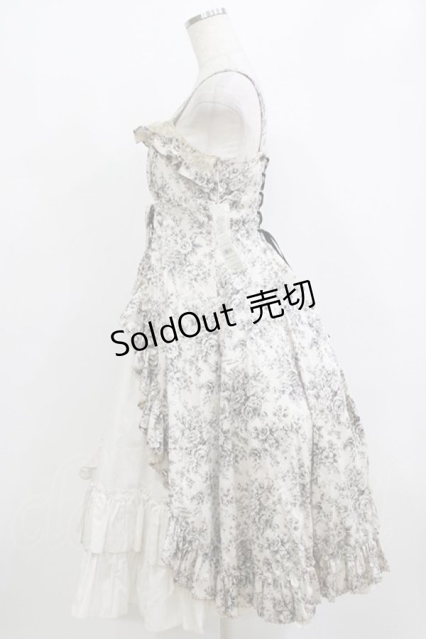 画像2: Victorian maiden / トワルドロココブーケフリルリボンジャンパースカート Free ブラック H-26-02-12-008-CL-OP-NS-ZH (2)