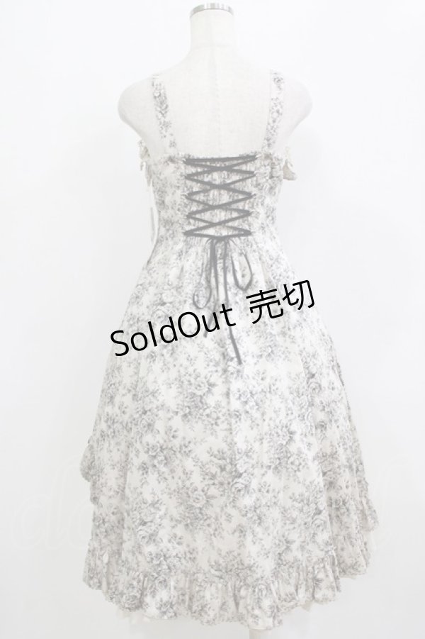 画像3: Victorian maiden / トワルドロココブーケフリルリボンジャンパースカート Free ブラック H-26-02-12-008-CL-OP-NS-ZH (3)
