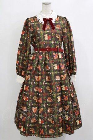 画像: axes femme kawaii / 森のケーキ屋さん柄ワンピース M ブラウン H-26-02-12-011-AX-OP-NS-ZH