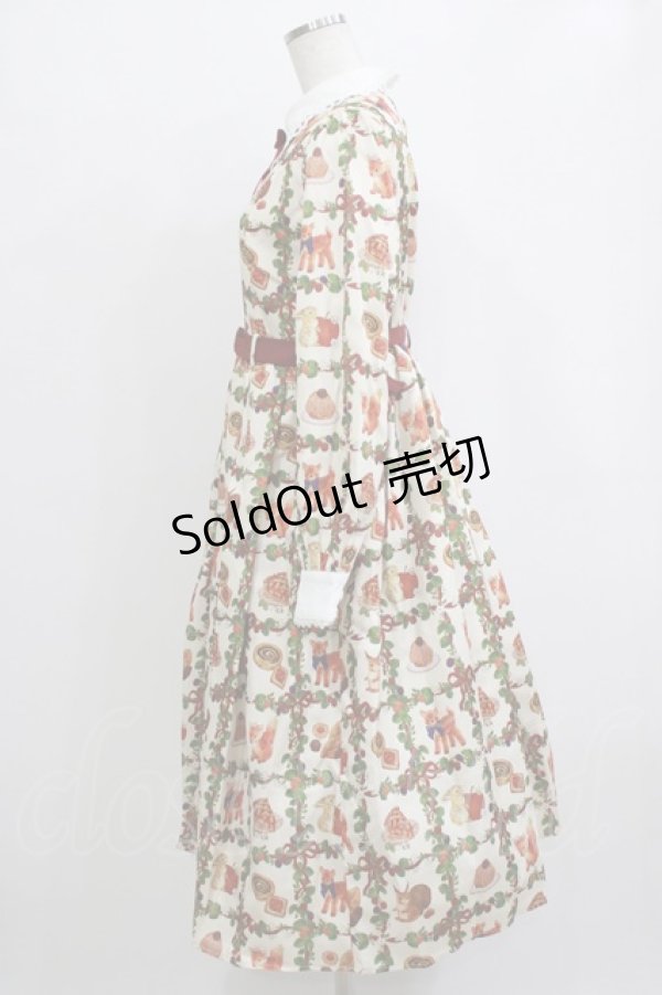 画像2: axes femme kawaii / 森のケーキ屋さん柄ワンピース M 生成り H-26-02-12-012-AX-OP-NS-ZH (2)