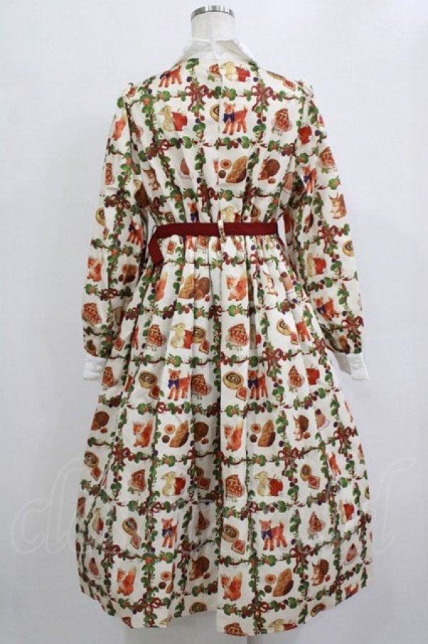 画像3: axes femme kawaii / 森のケーキ屋さん柄ワンピース M 生成り H-26-02-12-012-AX-OP-NS-ZH (3)