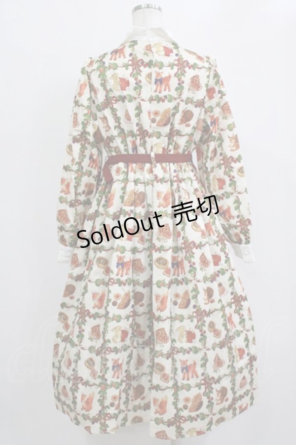 画像3: axes femme kawaii / 森のケーキ屋さん柄ワンピース M 生成り H-26-02-12-012-AX-OP-NS-ZH (3)