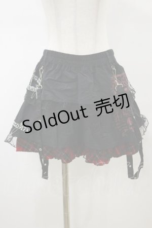 画像: MAD / フラップ付スカート  ブラック×レッド H-26-02-13-045-PU-SK-KB-ZH