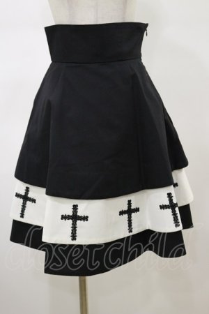 画像: Moi-meme-Moitie / 十字架3段スカート 2 ブラック×ホワイト H-26-02-13-050-MO-SK-KB-ZH