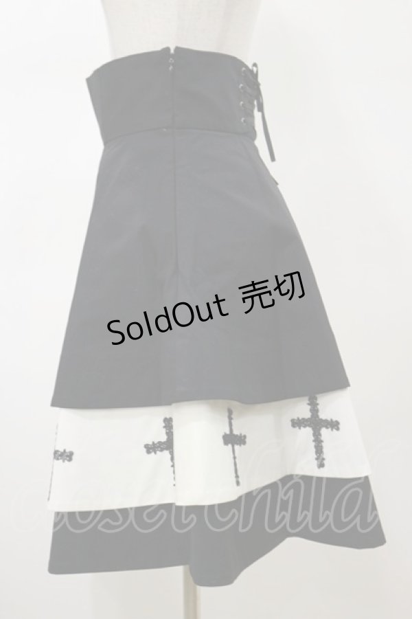 画像3: Moi-meme-Moitie / 十字架3段スカート 2 ブラック×ホワイト H-26-02-13-050-MO-SK-KB-ZH (3)
