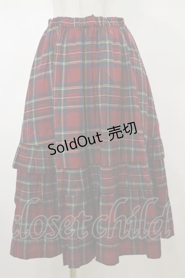 画像1: Jane Marple Dans Le Salon / タータンチェックパネルスカート  レッド H-26-02-13-051-JM-SK-KB-ZH (1)