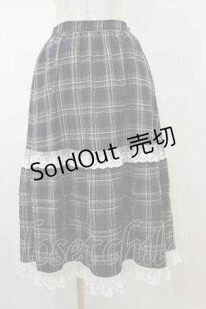 画像: merry jenny / タックフリルミディスカート  ネイビーチェック H-26-02-13-054-LO-SK-KB-ZH