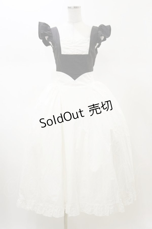 画像1: PAIN / バイカラーエプロンドレス  ブラック×ホワイト H-26-02-13-058-LO-OP-KB-ZH (1)