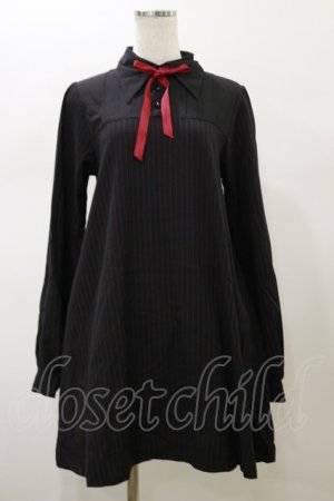 画像: Dolly+Delly / ストライプヨーク切替ワンピース  ブラック H-26-02-13-063-EL-OP-KB-ZH