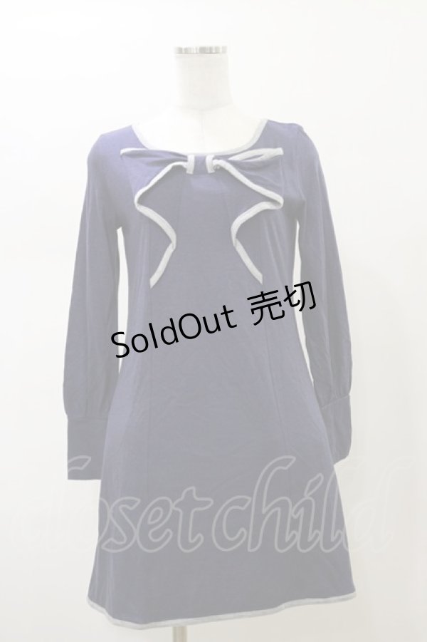 画像1: MILK / リボンカットワンピース  ネイビー H-26-02-13-067-ML-OP-KB-ZH (1)