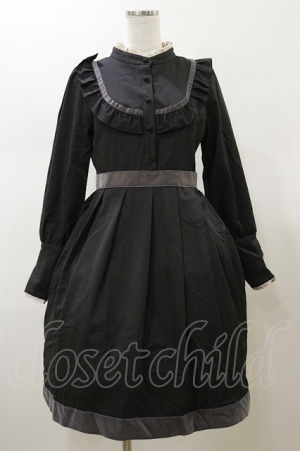 画像1: Fi.n.t / ベロアリボン使いヴィクトリアワンピース  ブラック H-26-02-13-076-CA-OP-KB-ZH (1)