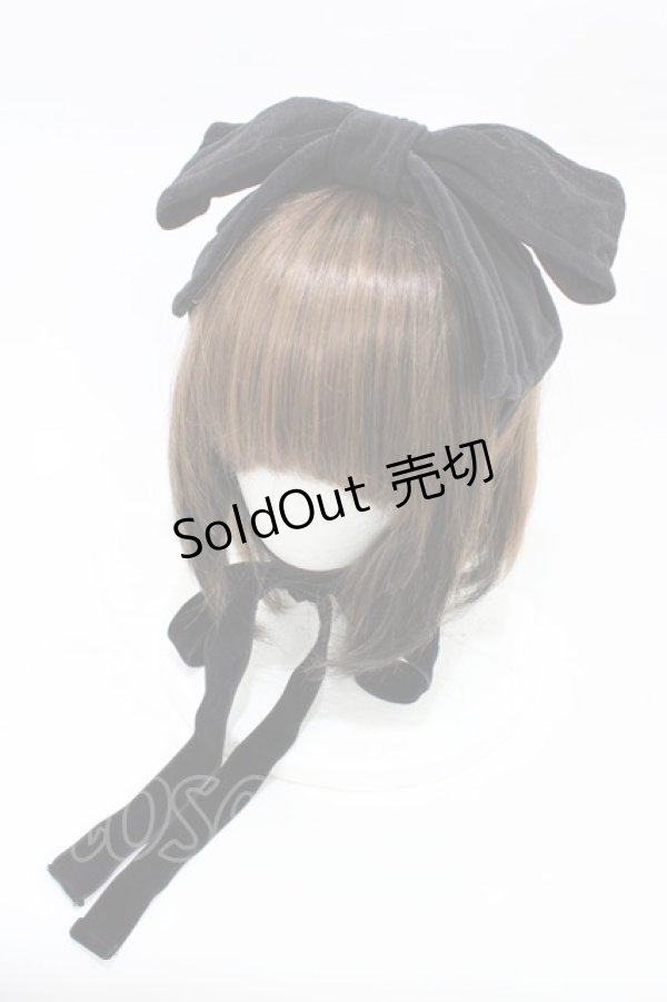 画像1: metamorphose / 別珍リボンヘッドドレス  ブラック H-26-02-13-1004-ME-AC-NS-ZH (1)