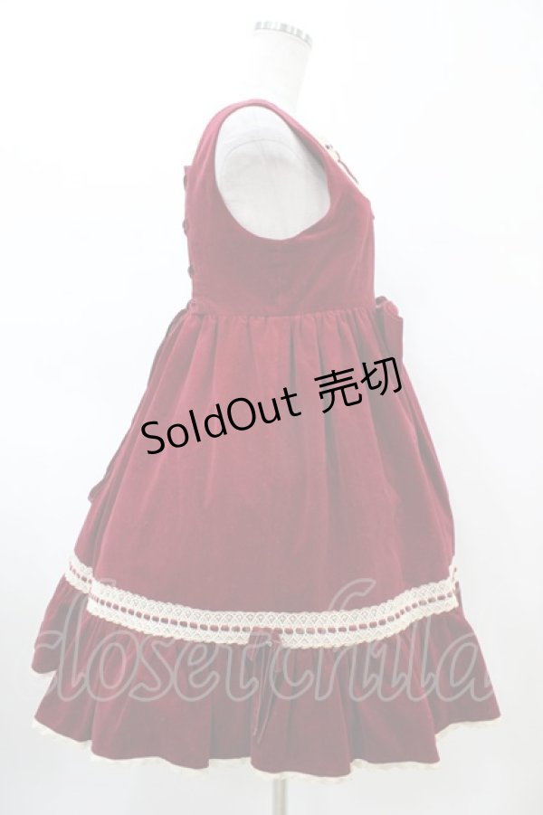 画像3: metamorphose / 別珍ハイウエストリボンジャンパースカート Free ワイン H-26-02-13-1034-ME-OP-NS-ZH (3)